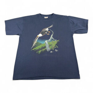 Vintage Eagle Shirt Adult EXTRA LARGE Blue Wild Cotton Manatee Nature USA Y2K